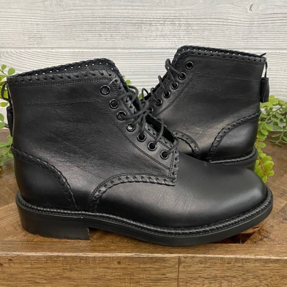 Saint Laurent Black Combat Boots with Tassels - Picture 11 of 15